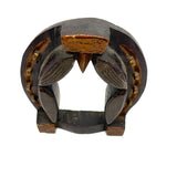Golden Horseshoe with Draped American Flags, Wonderful Old Carved and Painted Standing Folk Art Frame