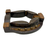 Golden Horseshoe with Draped American Flags, Wonderful Old Carved and Painted Standing Folk Art Frame