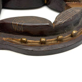 Golden Horseshoe with Draped American Flags, Wonderful Old Carved and Painted Standing Folk Art Frame
