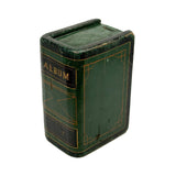 ALBUM, Fabulous Old Carved Out and Painted Book Shaped Box with Slide Lid (Spruce Gum?)