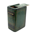 ALBUM, Fabulous Old Carved Out and Painted Book Shaped Box with Slide Lid (Spruce Gum?)