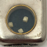 Early 20th C. Plated Pendant Vesta with Window to Tiny Bone Dice