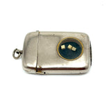 Early 20th C. Plated Pendant Vesta with Window to Tiny Bone Dice