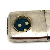 Early 20th C. Plated Pendant Vesta with Window to Tiny Bone Dice