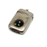 Early 20th C. Plated Pendant Vesta with Window to Tiny Bone Dice