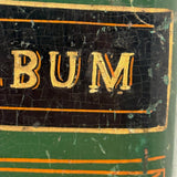 ALBUM, Fabulous Old Carved Out and Painted Book Shaped Box with Slide Lid (Spruce Gum?)