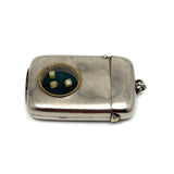 Early 20th C. Plated Pendant Vesta with Window to Tiny Bone Dice