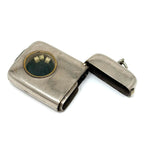 Early 20th C. Plated Pendant Vesta with Window to Tiny Bone Dice