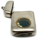Early 20th C. Plated Pendant Vesta with Window to Tiny Bone Dice