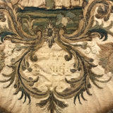 The Visitation, Antique Brass Pole Screen with Fine Georgian Silk Embroidery on Paper