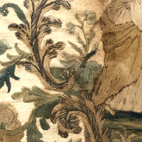 The Visitation, Antique Brass Pole Screen with Fine Georgian Silk Embroidery on Paper
