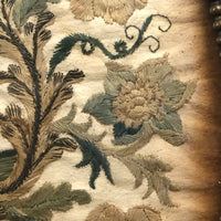 The Visitation, Antique Brass Pole Screen with Fine Georgian Silk Embroidery on Paper