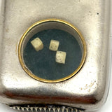 Early 20th C. Plated Pendant Vesta with Window to Tiny Bone Dice