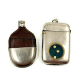 Early 20th C. Plated Pendant Vesta with Window to Tiny Bone Dice