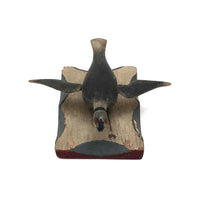 c. 1920s-30s Carved and Painted Folk Art Bird on Scalloped Base