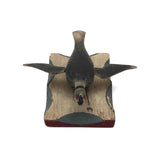 c. 1920s-30s Carved and Painted Folk Art Bird on Scalloped Base
