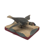 c. 1920s-30s Carved and Painted Folk Art Bird on Scalloped Base