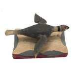 c. 1920s-30s Carved and Painted Folk Art Bird on Scalloped Base
