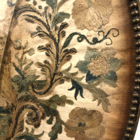 The Visitation, Antique Brass Pole Screen with Fine Georgian Silk Embroidery on Paper