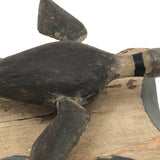 c. 1920s-30s Carved and Painted Folk Art Bird on Scalloped Base
