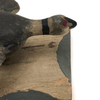c. 1920s-30s Carved and Painted Folk Art Bird on Scalloped Base