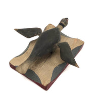c. 1920s-30s Carved and Painted Folk Art Bird on Scalloped Base