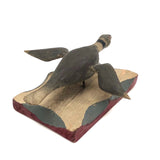 c. 1920s-30s Carved and Painted Folk Art Bird on Scalloped Base