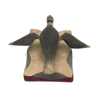 c. 1920s-30s Carved and Painted Folk Art Bird on Scalloped Base