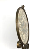 The Visitation, Antique Brass Pole Screen with Fine Georgian Silk Embroidery on Paper
