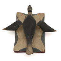 c. 1920s-30s Carved and Painted Folk Art Bird on Scalloped Base
