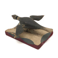 c. 1920s-30s Carved and Painted Folk Art Bird on Scalloped Base