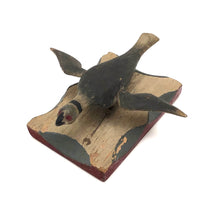 c. 1920s-30s Carved and Painted Folk Art Bird on Scalloped Base