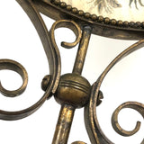 The Visitation, Antique Brass Pole Screen with Fine Georgian Silk Embroidery on Paper