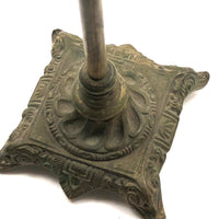The Visitation, Antique Brass Pole Screen with Fine Georgian Silk Embroidery on Paper