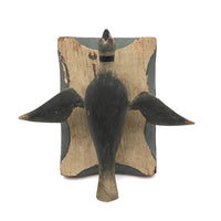 c. 1920s-30s Carved and Painted Folk Art Bird on Scalloped Base