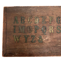Charming Antique Pencil or Crayon Box with Imperfectly Ordered Alphabet