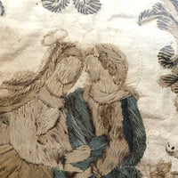 The Visitation, Antique Brass Pole Screen with Fine Georgian Silk Embroidery on Paper