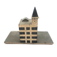 Super Graphic Folk Art Building with Clock Tower on Platform with Alligator Paint