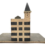 Super Graphic Folk Art Building with Clock Tower on Platform with Alligator Paint