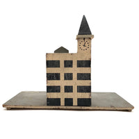 Super Graphic Folk Art Building with Clock Tower on Platform with Alligator Paint