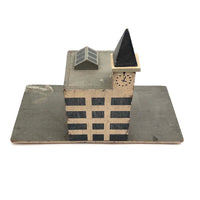Super Graphic Folk Art Building with Clock Tower on Platform with Alligator Paint