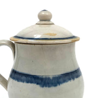 Not Perfect But Very Lovely c. 1800 Pearlware Mustard Pot with Blue Edging