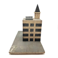 Super Graphic Folk Art Building with Clock Tower on Platform with Alligator Paint
