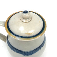 Not Perfect But Very Lovely c. 1800 Pearlware Mustard Pot with Blue Edging