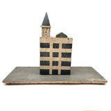 Super Graphic Folk Art Building with Clock Tower on Platform with Alligator Paint