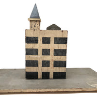Super Graphic Folk Art Building with Clock Tower on Platform with Alligator Paint
