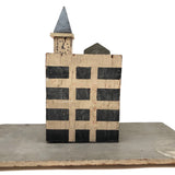 Super Graphic Folk Art Building with Clock Tower on Platform with Alligator Paint
