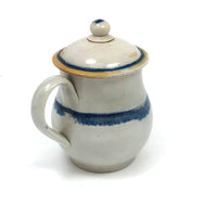 Not Perfect But Very Lovely c. 1800 Pearlware Mustard Pot with Blue Edging