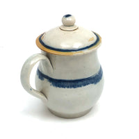 Not Perfect But Very Lovely c. 1800 Pearlware Mustard Pot with Blue Edging