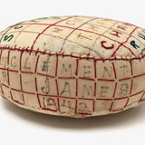 Large c. 1907 Pin Cushion with Embroidered Grid of Sewing Tools